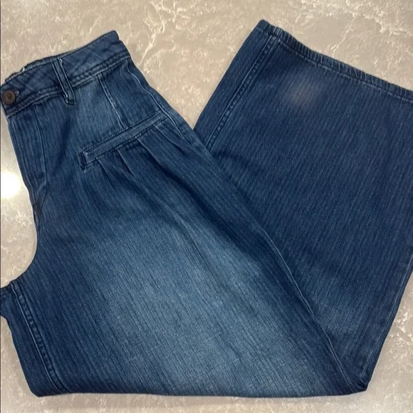Free People Charlie Wide Leg Pleated Blue Jeans LIKE NEW We the Free - Picture 2 of 16